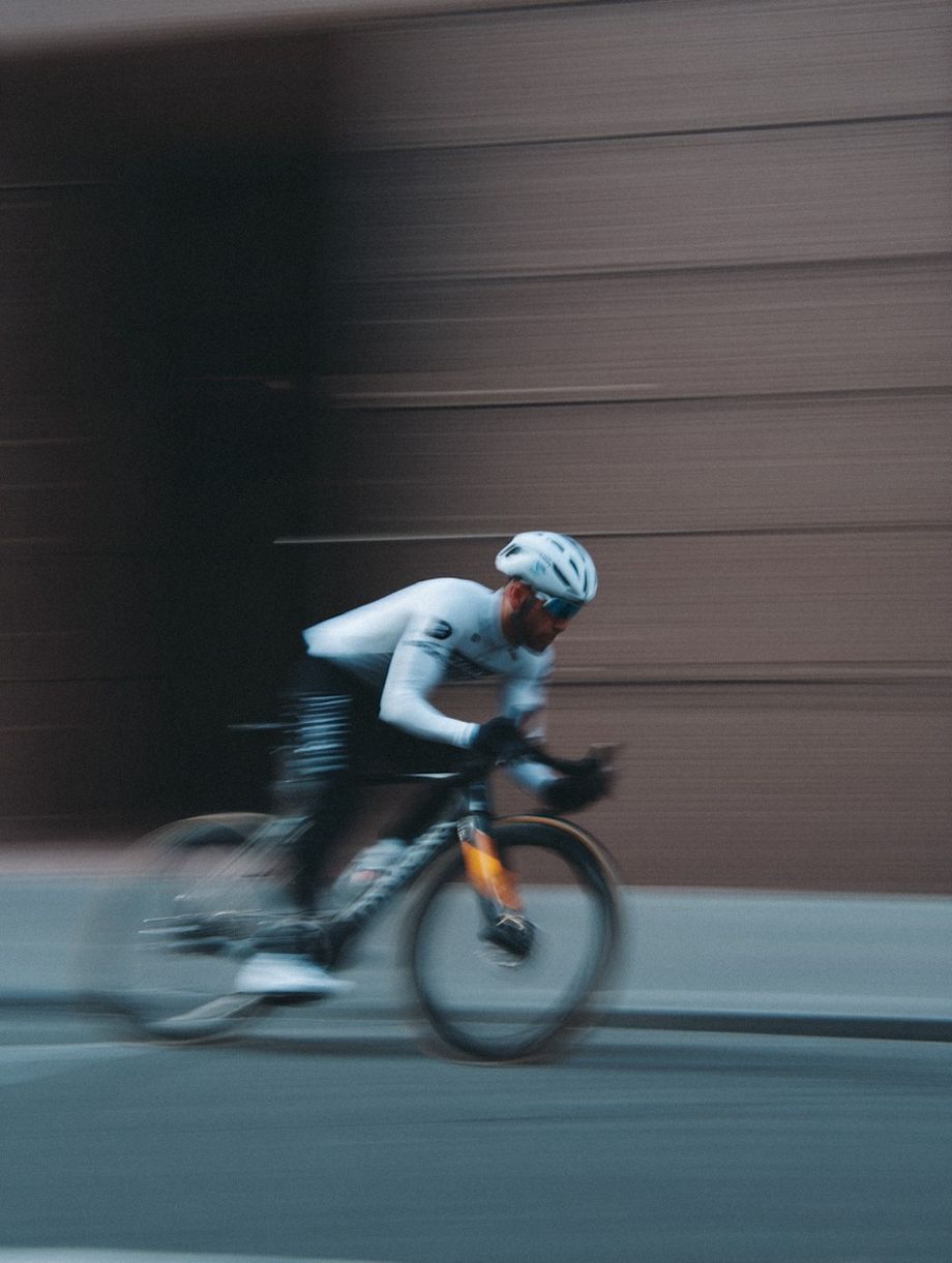 Cyclist at speed, panned